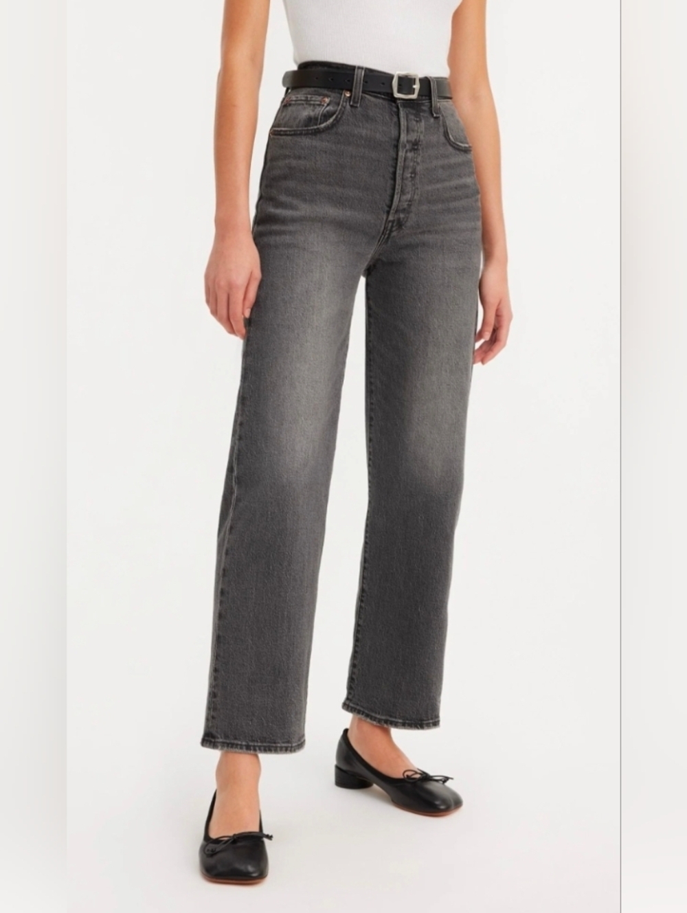 Levi's Ribcage Straight Ankle Jeans Black W28 L26